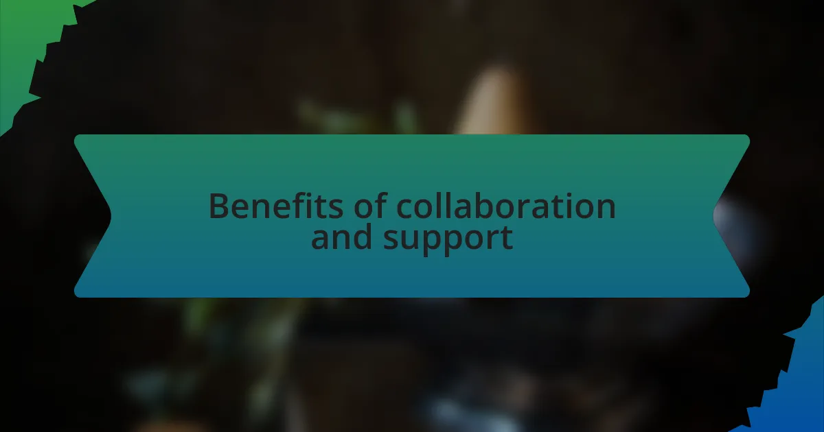 Benefits of collaboration and support