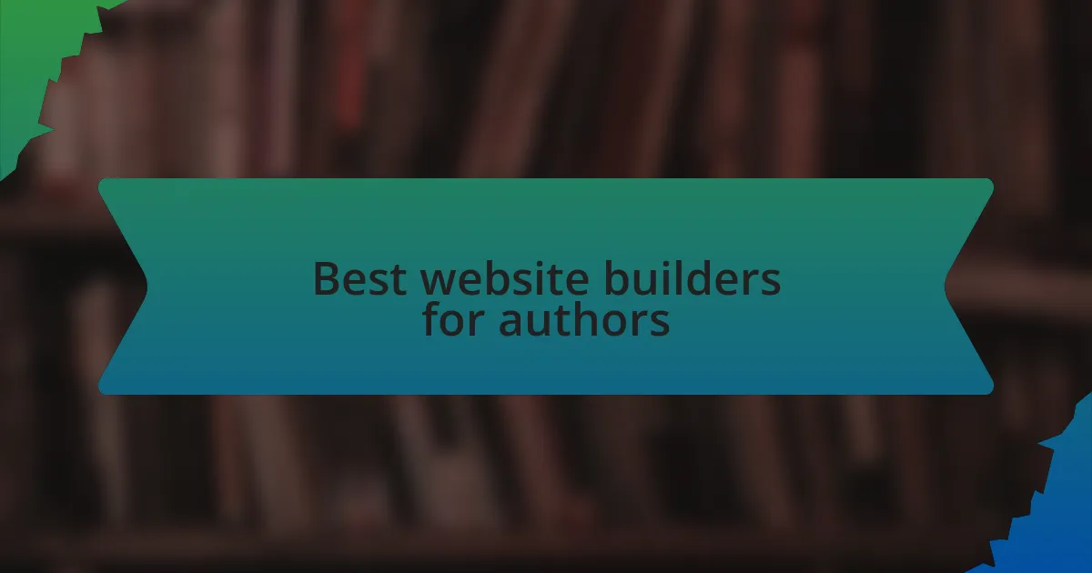 Best website builders for authors