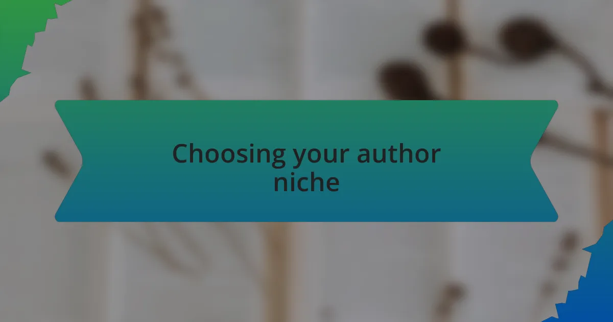 Choosing your author niche