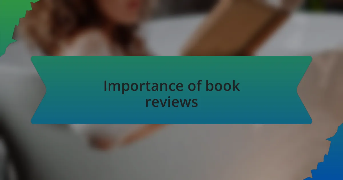 Importance of book reviews