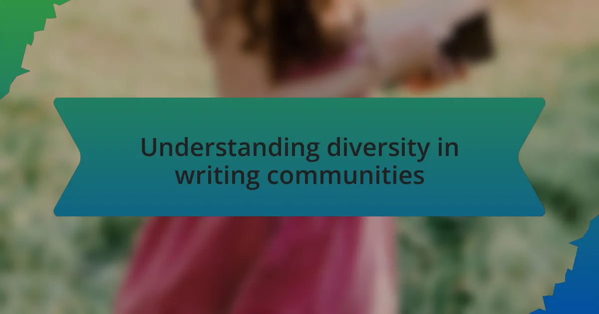 Understanding diversity in writing communities